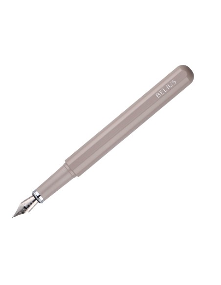 Pluma y funda de similpiel belius space b color minimalista gris tinta azul caja de diseño