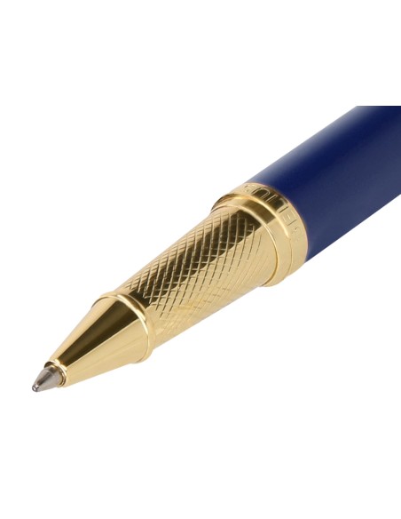 Boligrafo belius soiree aluminio color azul marino y dorado tinta azul caja de diseño