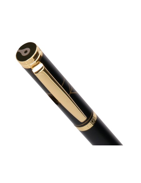 Boligrafo y estuche belius soiree color negro y dorado tinta azul caja de diseño