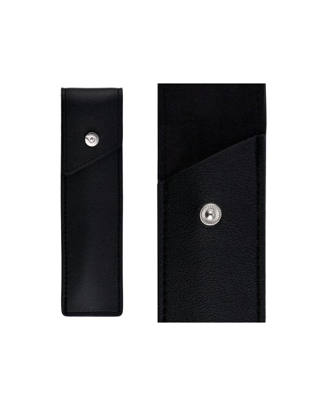 Boligrafo y estuche belius turbo aluminio textura punteada negro y plateado tinta azul caja de diseño