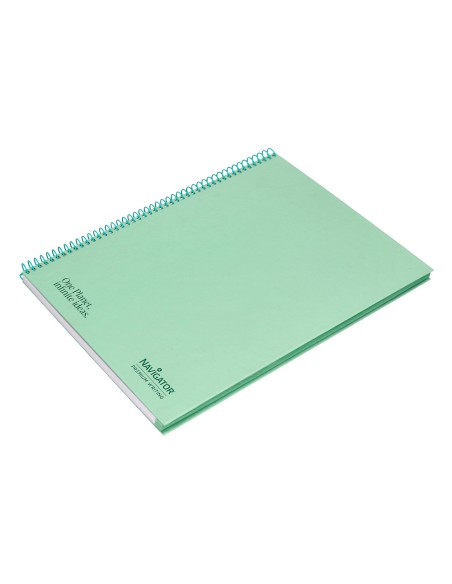 Cuaderno espiral navigator a4 tapa dura 80h 80gr horizontal con margen menta