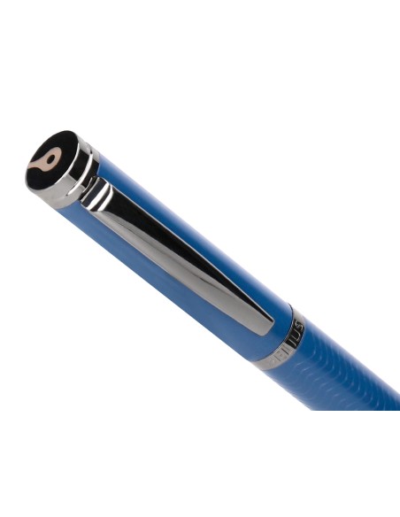 Boligrafo belius neptuno aluminio textura wavy color azul marino tinta azul caja de diseño