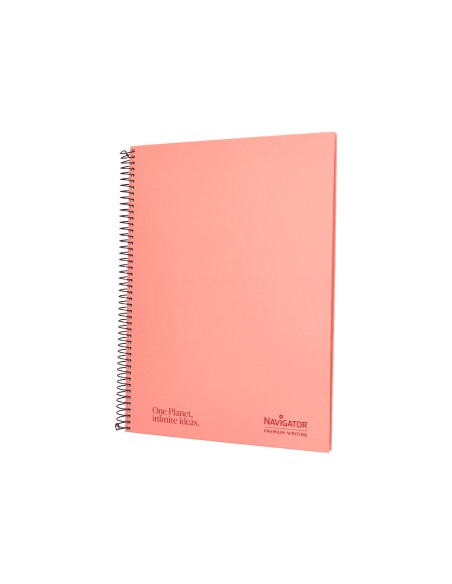 Cuaderno espiral navigator a4 tapa dura 80h 80gr cuadro 4mm con margen coral