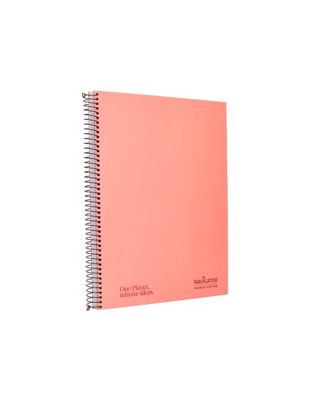 Cuaderno espiral navigator a4 tapa dura 80h 80gr cuadro 4mm con margen coral
