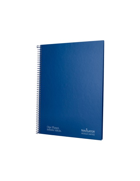 Cuaderno espiral navigator a4 tapa dura 80h 80gr cuadro 4mm con margen azul marino