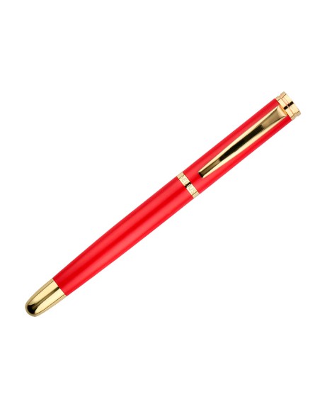 Pluma belius passion dor aluminio textura cepillada color rojo y dorado tinta azul caja de diseño