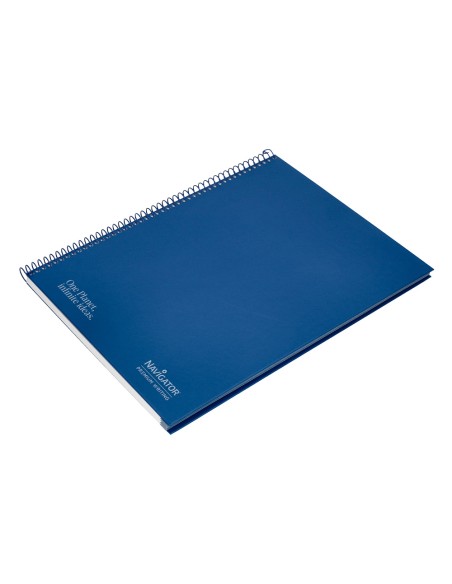Cuaderno espiral navigator a4 tapa dura 80h 80gr cuadro 4mm con margen azul marino