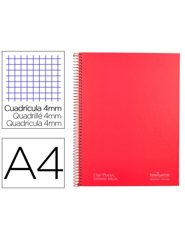 Cuaderno espiral navigator a4 tapa dura 80h...
