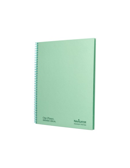 Cuaderno espiral navigator a4 tapa dura 80h 80gr horizontal con margen menta