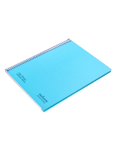 Cuaderno espiral navigator a4 tapa dura 80h 80gr cuadro 4mm con margen azul claro