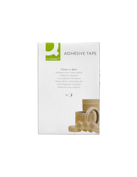 Cinta adhesiva q-connect transparente 66 m x 15 mm