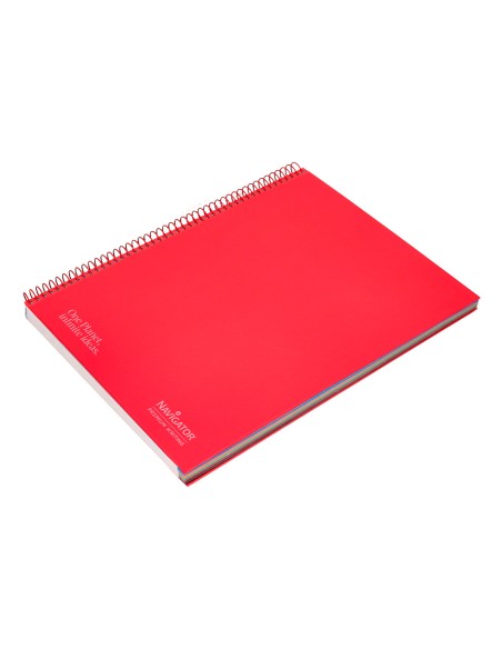 Cuaderno espiral navigator a4 micro tapa forrada 120h 80gr horizontal 5 bandas 4 taladros color rojo