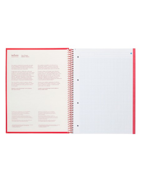 Cuaderno espiral navigator a4 micro tapa forrada 80h 80gr cuadro 5mm 1 banda color rojo