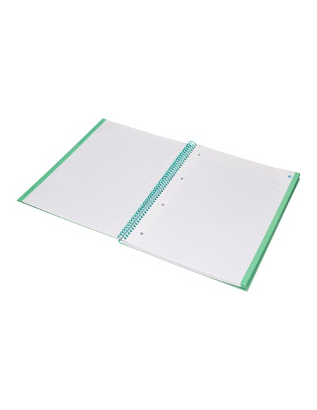 Cuaderno espiral navigator a4 micro tapa forrada 80h 80gr cuadro 5mm 1 banda color menta