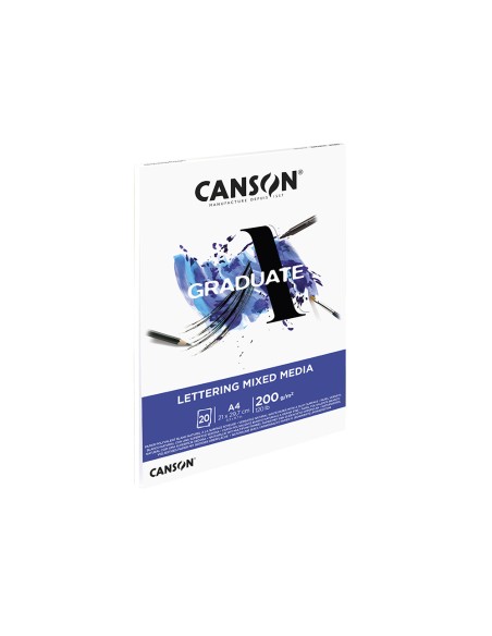 Bloc dibujo multitecnicas canson graduate lettering mixed media 210x297 mm cm 20 hojas 200 gr/m2