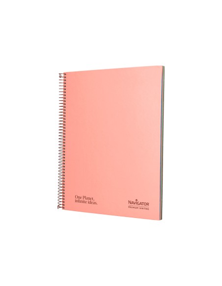 Cuaderno espiral navigator a4 micro tapa forrada 120h 80gr cuadro 5mm 5 bandas 4 taladros color rosa