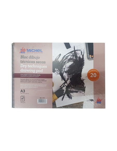 Bloc dibujo tecnica secas michel espiral din rtecon papel cristal intercalado 20 hojas gr/m2 297x420 mm