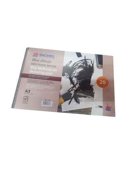 Bloc dibujo tecnica secas michel espiral din rtecon papel cristal intercalado 20 hojas gr/m2 297x420 mm