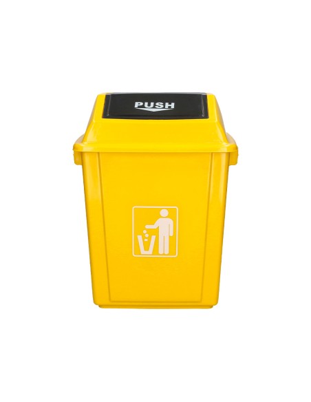 Papelera contenedor q-connect plastico con tapa de balancin 58 litros amarillo 470x330x760 mm