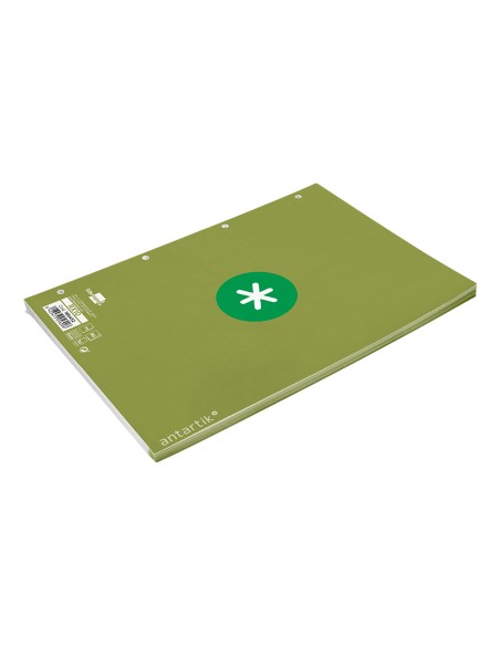 Recambio antartik a4 80 hojas 90gr cuadro 5mm 4 taladros 1 banda con marco color verde
