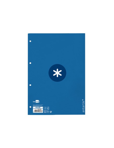 Recambio a4 antartik 80 hojas 90g/m2 cuadro 5mm 4 taladros 1 banda con marco color azul oscuro