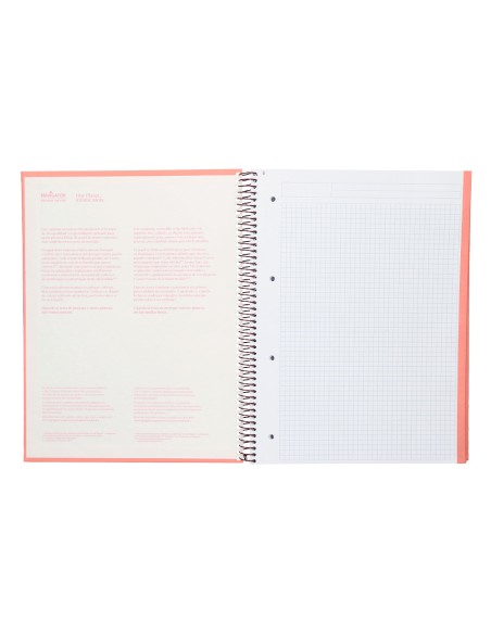 Cuaderno espiral navigator a4 micro tapa forrada 80h 80gr cuadro 5mm 1 banda color coral