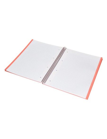 Cuaderno espiral navigator a4 micro tapa forrada 80h 80gr cuadro 5mm 1 banda color coral