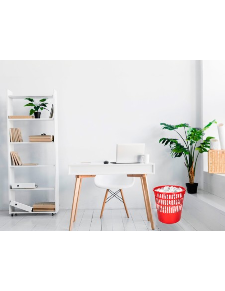 Papelera plastico q-connect 15 litros rejilla color rojo 285x290 mm