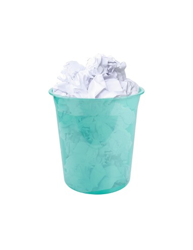 Papelera plastico liderpapel menta translucido...
