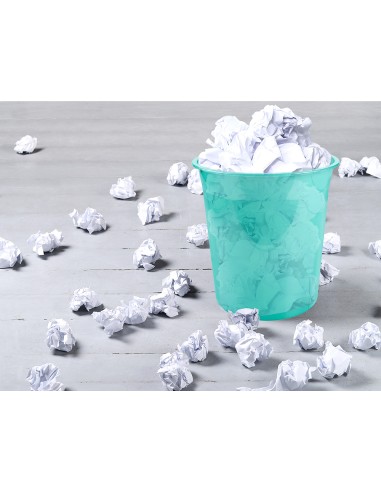 Papelera plastico liderpapel menta translucido...