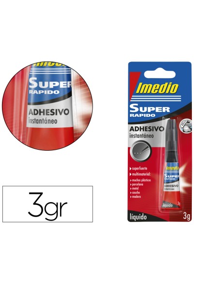 Pegamento imedio super rapido adhesivo instantaneo bote de 3 g
