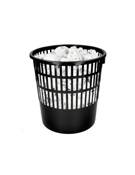 Papelera plastico liderpapel ecouse 100% reciclada 15 litros color negro 285x290 mm
