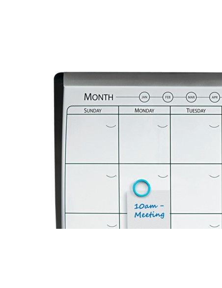 Planificador mensual nobo magnetico + tablero corcho horizontal con marco arqueado plata y negro 585x430 mm