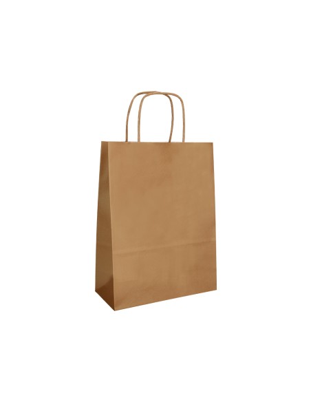Bolsa papel q-connect celulosa natural liso l con asa retorcida 320x400x140 mm