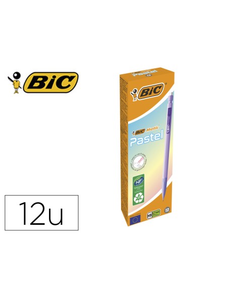 Portaminas bic matic pastel 0,7 mm caja de 12 unidades colores surtidos