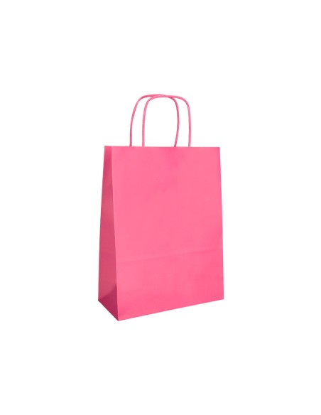 Bolsa papel q-connect celulosa rosa s con asa retorcida 240x320x100 mm
