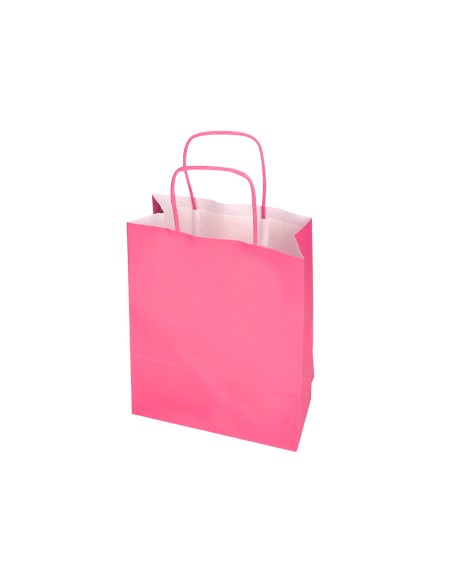 Bolsa papel q-connect celulosa rosa xs con asa retorcida 180x240x80 mm