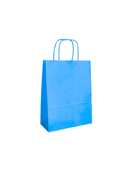 Bolsa papel q-connect celulosa celeste xs con asa retorcida 180x240x80 mm