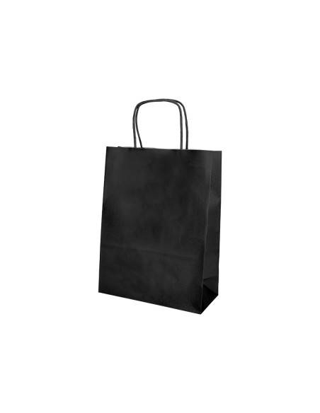 Bolsa papel q-connect celulosa negro xs con asa retorcida 180x240x80 mm