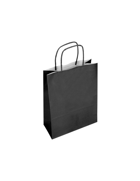 Bolsa papel q-connect celulosa negro xs con asa retorcida 180x240x80 mm