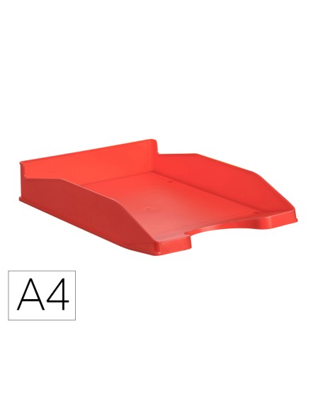 Bandeja sobremesa archivo 2000 ecogreen plastico 100% reciclada apilable formatos din a4 y folio color rojo