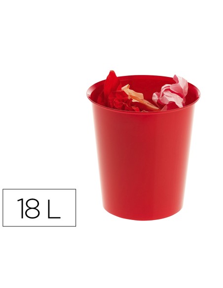 Papelera plastico archivo 2000 ecogreen 100% reciclada 18 litros color rojo 290x310