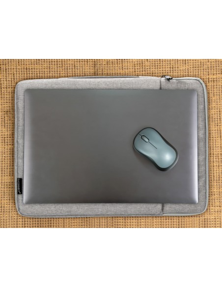 Funda para portatil q-connect 13,3\" con asa 1 bolsillo exterior con cremallera color gris 350x250x25 mm