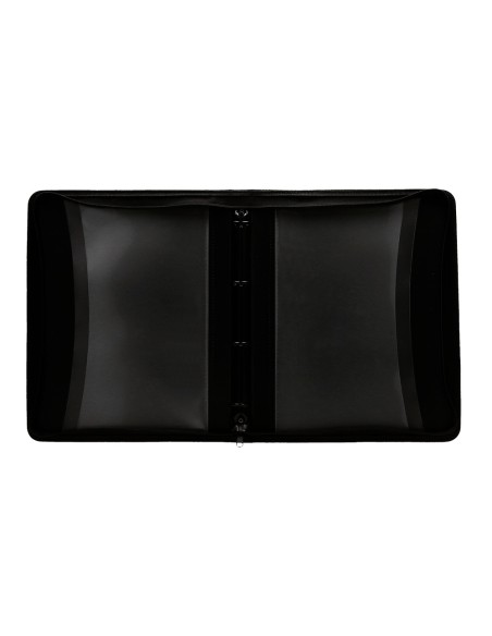 Carpeta liderpapel 4 anillas 25 mm polipropileno cierre cremallera 4 bolsillos interiores con ribete color negro