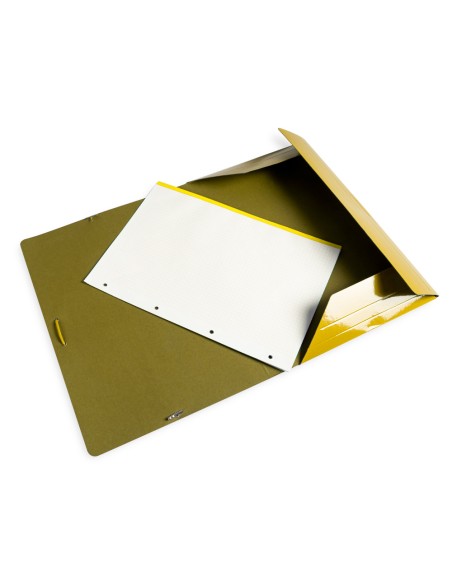 Carpeta liderpapel gomas folio 3 solapas carton plastificado color amarillo