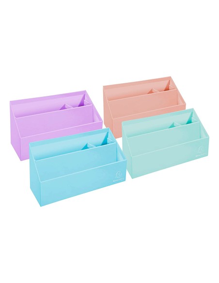 Organizador exacompta aquarel carton forrado 3 compartimentos colores pastel surtidos 250x100x140 mm