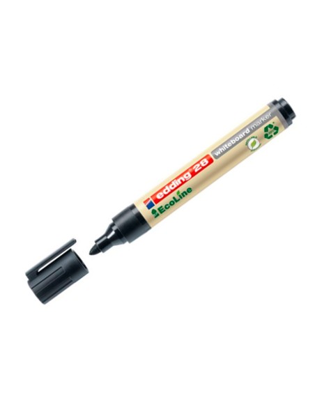 Rotulador edding 28 para pizarra blanca ecoline 90% reciclado color negro punta redonda 1,5-3 mm recargable
