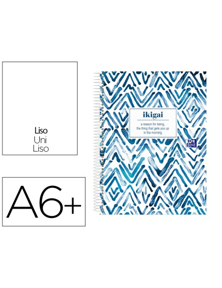 Cuaderno espiral oxford europeanbook 0 japandi din a6+ 80 hojas liso