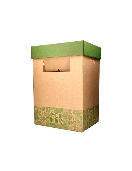 Contenedor papelera reciclaje liderpapel ecouse carton 100% reciclado y reciclable 70 litros 450x350x650 mm