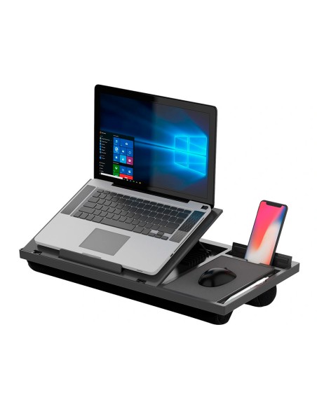 Soporte q-connect ancho para portatil movil raton hasta 17\" ajustable 7 angulos diferentes color negro